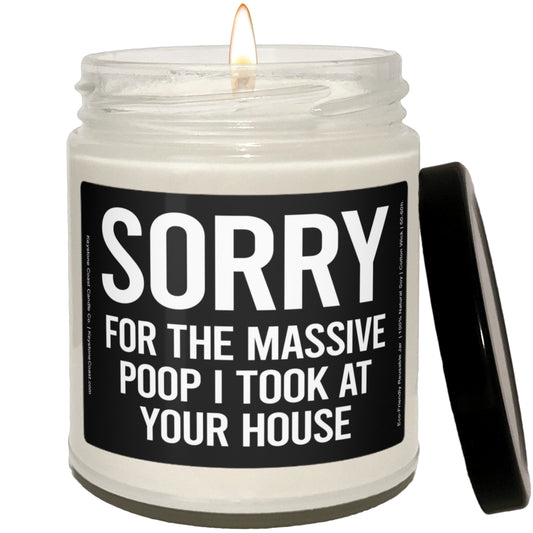 Sorry for the massive poop I took at your house scented soy candle, 9oz