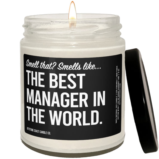 The best manager in the world Scented Soy Candle black label, 9oz