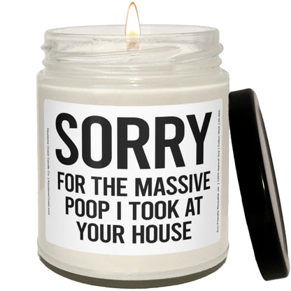 Sorry for the massive poop I took at your house scented soy candle, 9oz