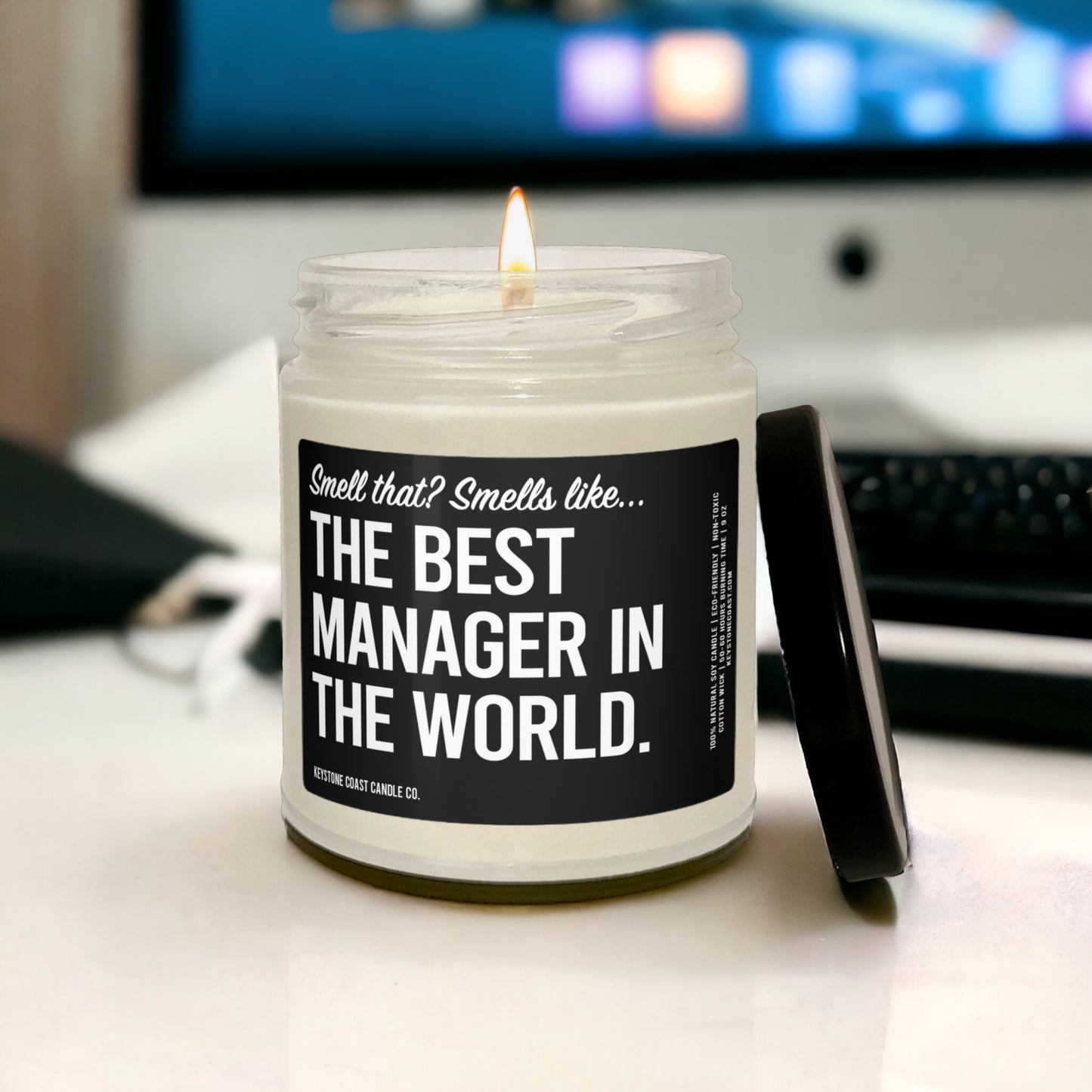 The best manager in the world Scented Soy Candle black label, 9oz