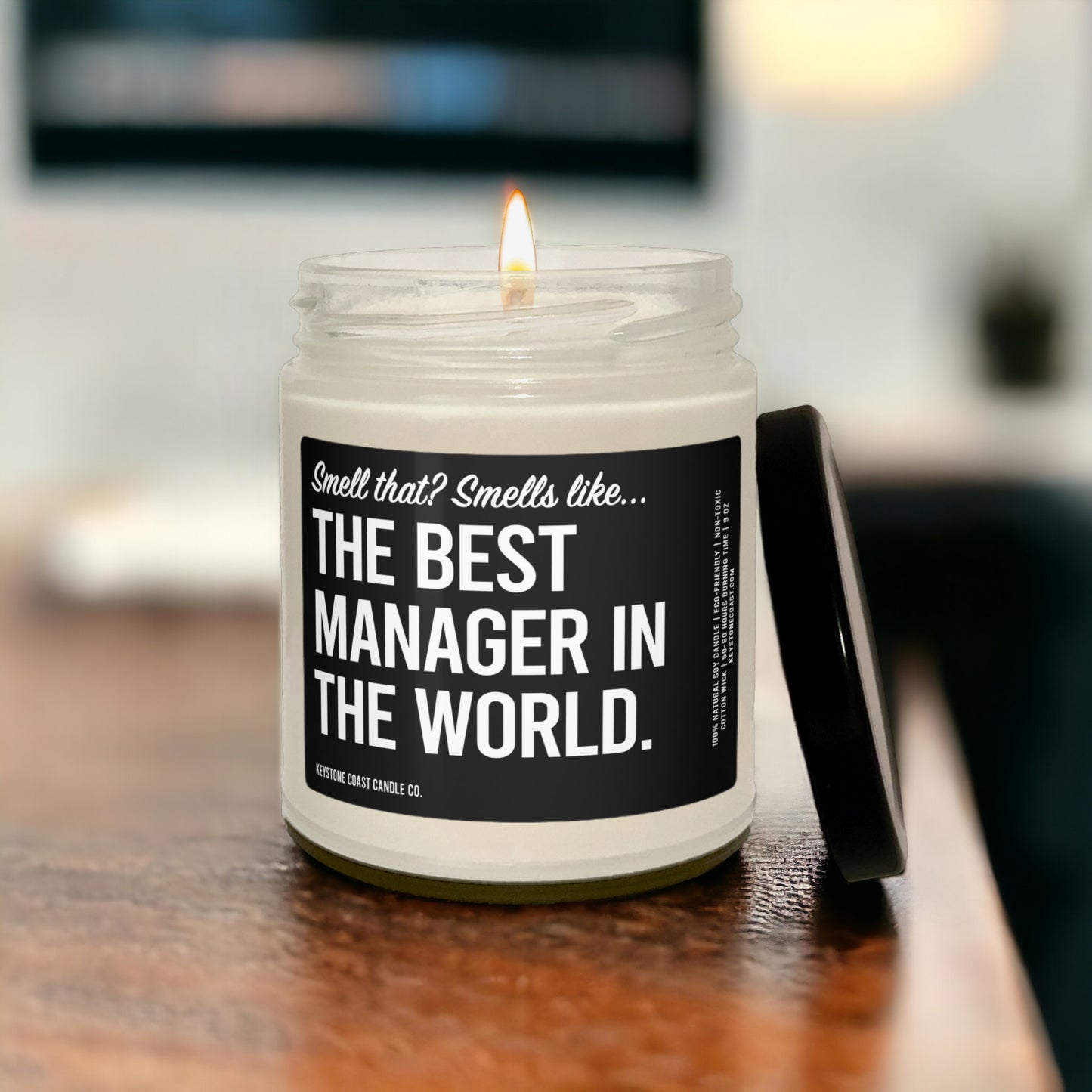 The best manager in the world Scented Soy Candle black label, 9oz